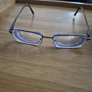 Claiborne Men's Rectangular Glasses with Silver Frame and Clear Lenses